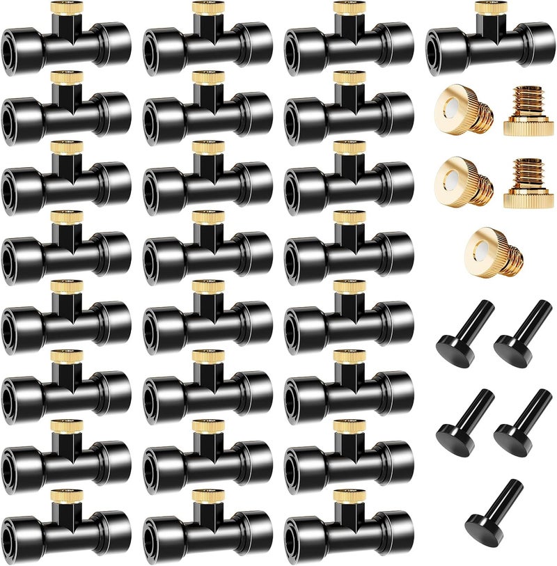 cureder Misting Nozzles Kit Include 30 Pcs Misting nozzle 25 Pcs Misting 5 Pcs Plug nozzle tees for Outdoor Spray Cooling System (60 Pieces) - Image 1